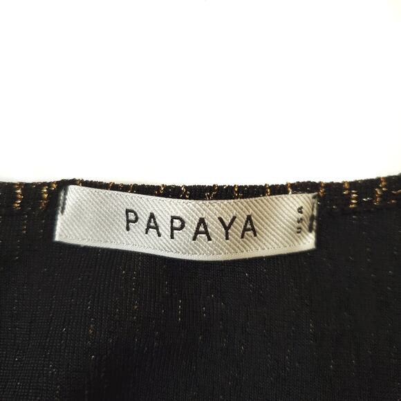 Papaya | Gold Metallic Thread Long Sleeve Dress - Picture 7 of 7